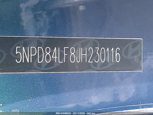 5NPD84LF8JH230116 Hyundai ELANTRA SEL
