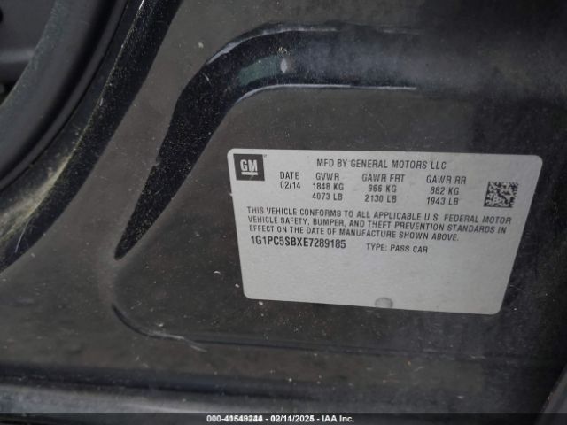 1G1PC5SBXE7289185 Chevrolet Cruze 1lt Auto