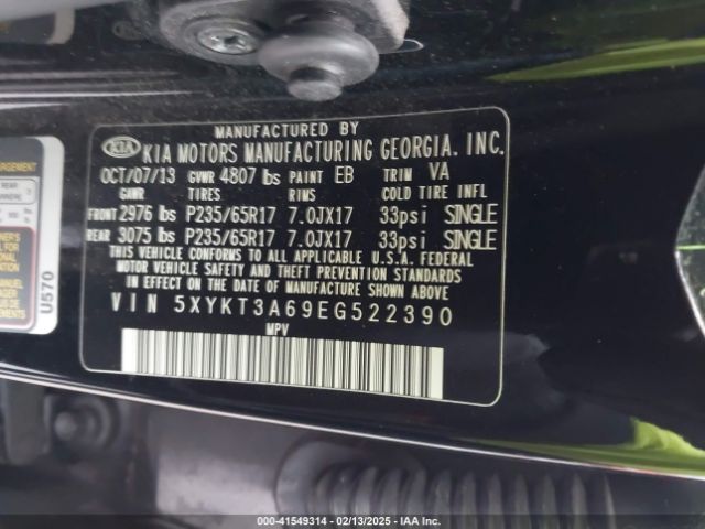 5XYKT3A69EG522390 KIA SORENTO LX