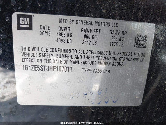 1G1ZE5ST3HF107011 Chevrolet MALIBU 1LT