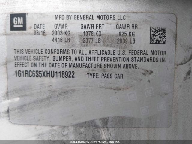 1G1RC6S5XHU118922 Chevrolet VOLT LT