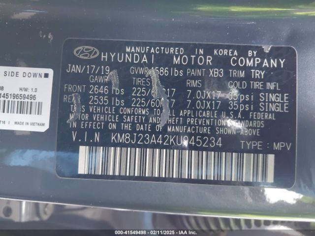 KM8J23A42KU945234 Hyundai TUCSON SE