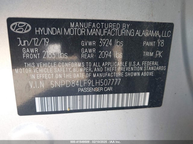 Hyundai Elantra 2020 5NPD84LF9LH507777 Image 22