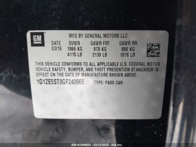 1G1ZE5ST8GF243665 Chevrolet MALIBU 1LT