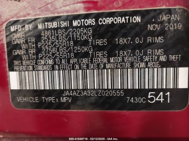 2020 MITSUBISHI OUTLANDER JA4AZ3A32LZ020555 Photo 8