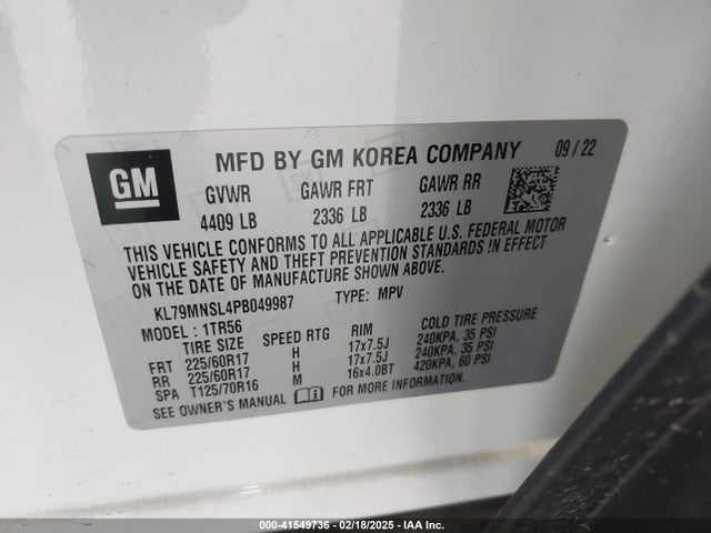 Chevrolet Trailblazer Awd Ls 2023 KL79MNSL4PB049987 Image 9