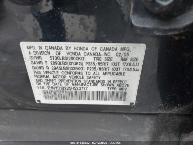 2005 ACURA MDX 2HNYD18225H523777 Photo 8