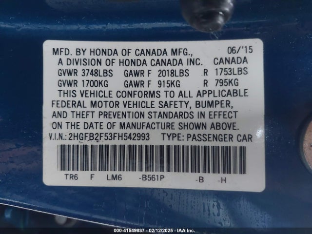 Honda Civic Lx 2015 2HGFB2F53FH542993 Image 9