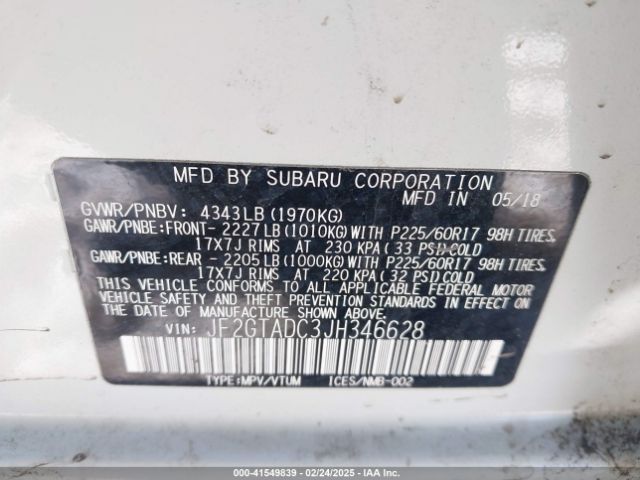 JF2GTADC3JH346628 Subaru Crosstrek 2.0i Premium
