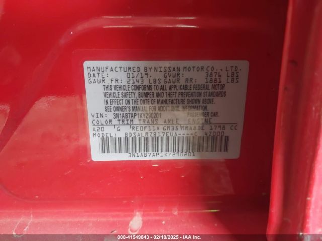 3N1AB7AP1KY290201 Nissan SENTRA SR