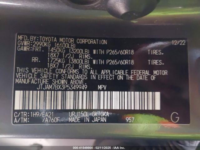 JTJAM7BX3P5349949 Lexus 460 Premium