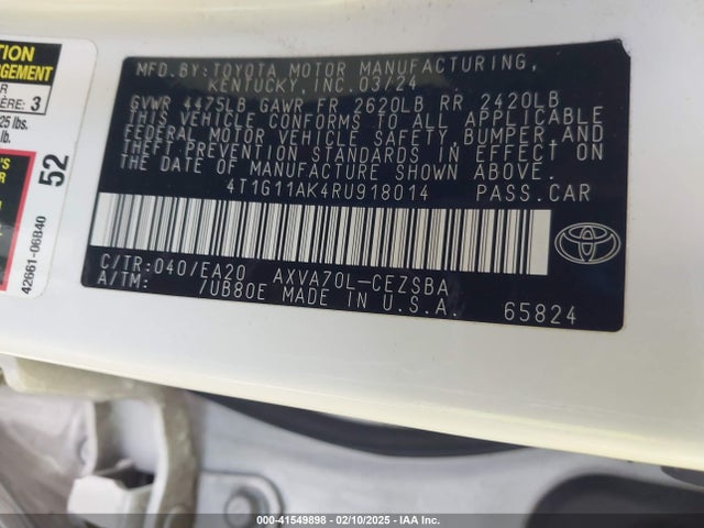 Toyota CAMRY SE 2024 4T1G11AK4RU918014 Image 9