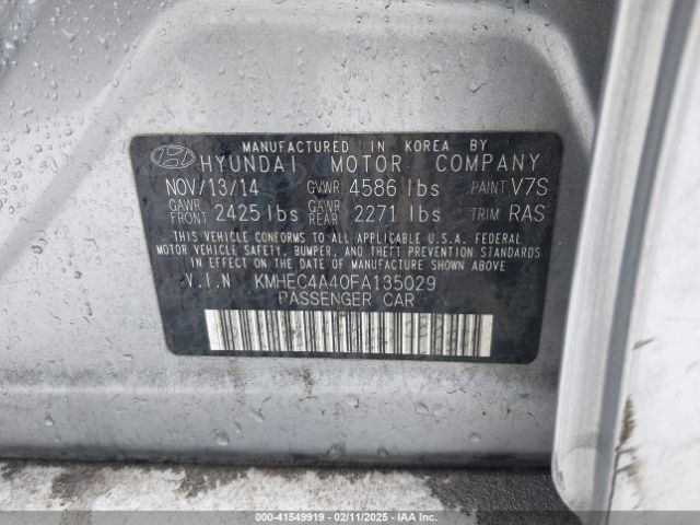 KMHEC4A40FA135029 Hyundai SONATA HYBRID