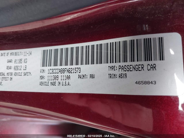 Chrysler 200 Limited 2015 1C3CCCAB8FN621573 Image 9