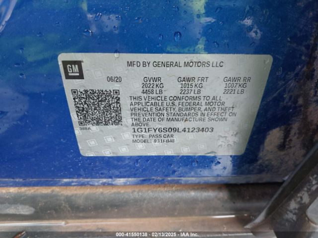 1G1FY6S09L4123403 Chevrolet Bolt Ev Fwd Lt