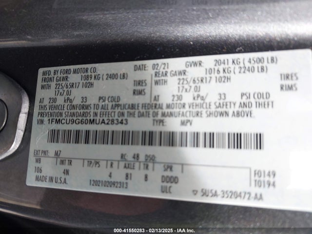 Ford ESCAPE SE 2021 1FMCU9G60MUA28343 Image 9