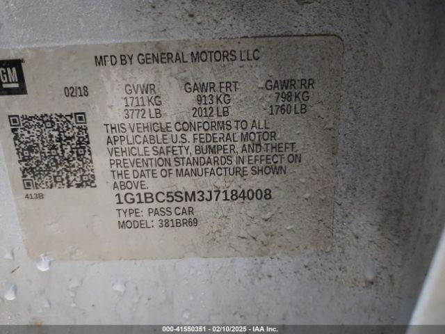 1G1BC5SM3J7184008 Chevrolet Cruze Ls Auto