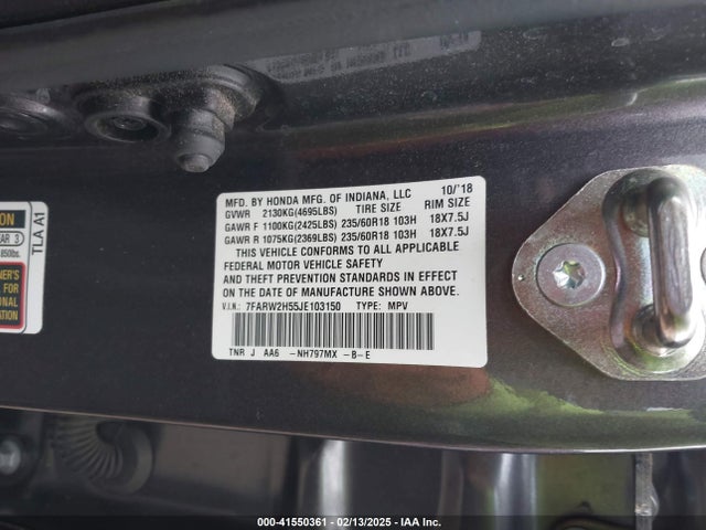 Honda CR-V EX 2018 7FARW2H55JE103150 Image 9