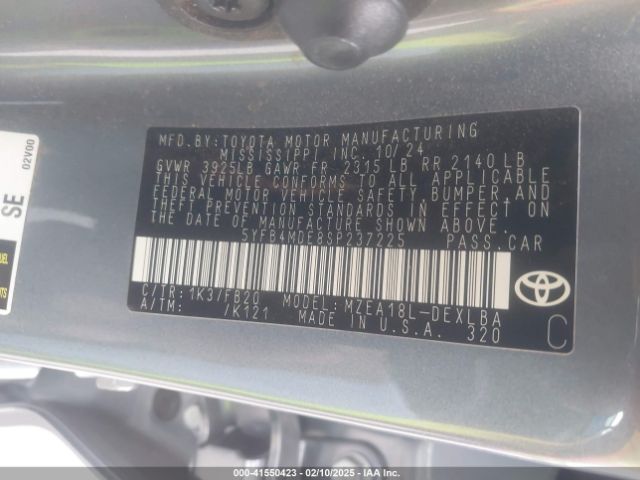 5YFB4MDE8SP237225 Toyota COROLLA LE