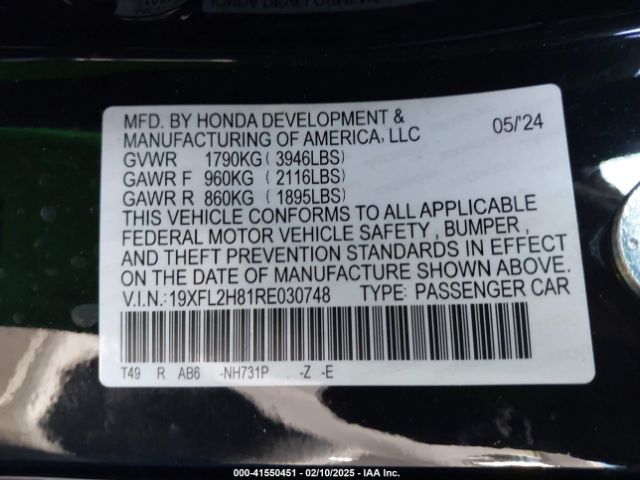 19XFL2H81RE030748 Honda Civic Sport