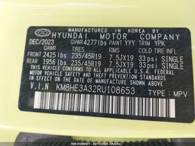 KM8HE3A32RU108653 Hyundai Kona Limited