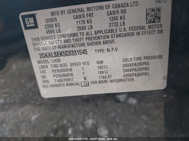 2012 GMC TERRAIN 2GKALSEK5C6331545 Photo 8