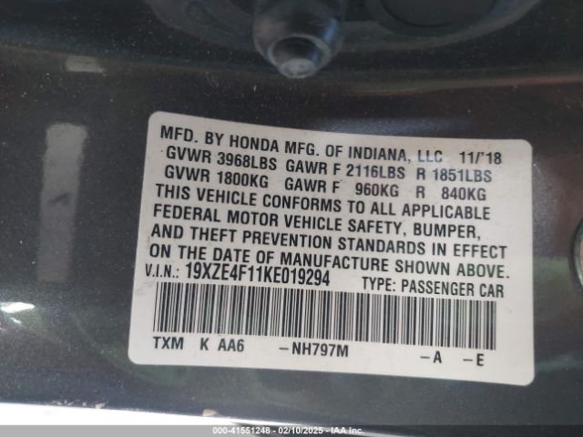 19XZE4F11KE019294 Honda Insight Lx