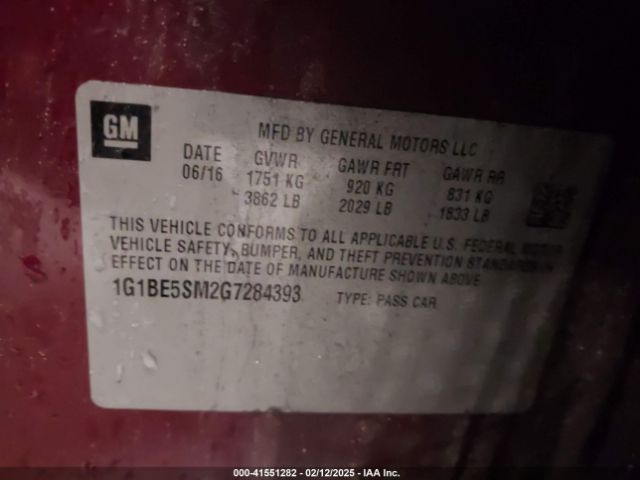 1G1BE5SM2G7284393 Chevrolet Cruze Lt Auto