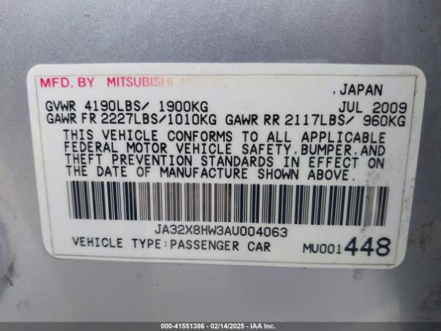 2010 MITSUBISHI LANCER SPORTBACK JA32X8HW3AU004063 Photo 8