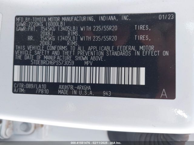5TDEBRCH6PS573059 Toyota Highlander Hybrid Platinum
