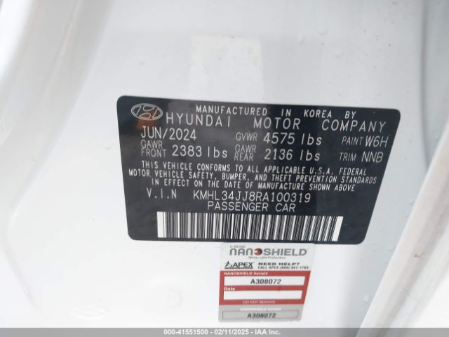 KMHL34JJ8RA100319 Hyundai Sonata Hybrid Sel