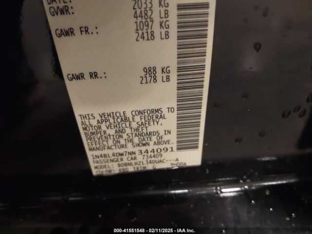 1N4BL4DW7NN344091 Nissan Altima Sv Intelligent Awd