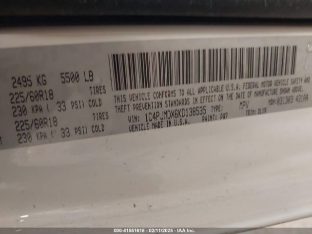 1C4PJMDX6KD138535 Jeep Cherokee