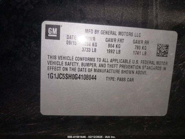 1G1JC5SH0G4108044 Chevrolet Sonic Lt Auto