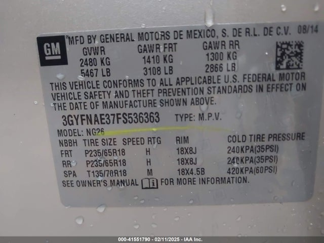 2015 CADILLAC SRX 3GYFNAE37FS536363 Photo 8