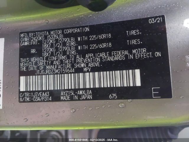 JTJGJRDZ3M2159644 Lexus NX 300H