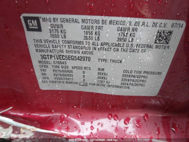 3GTP1VEC5EG542970 GMC Sierra 1500 Slt