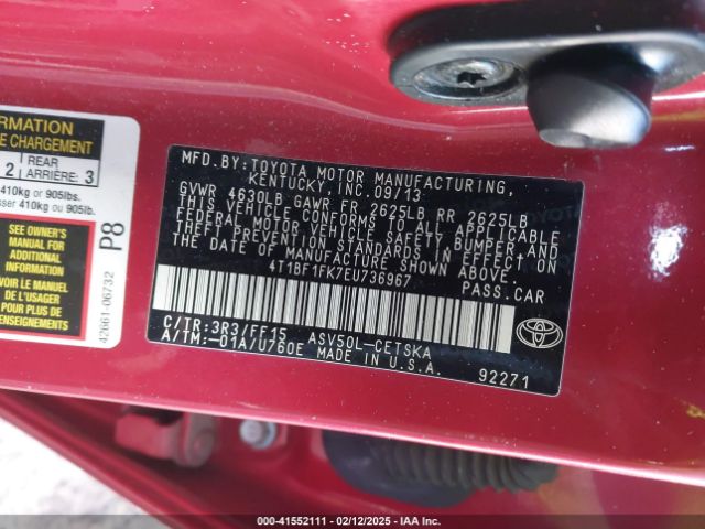 4T1BF1FK7EU736967 Toyota Camry Se Sport