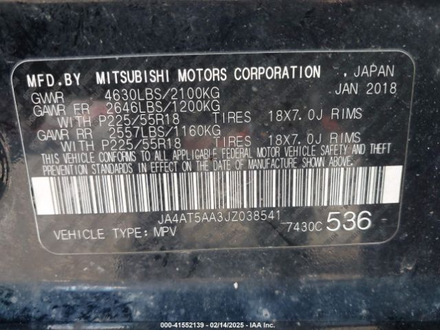 JA4AT5AA3JZ038541 Mitsubishi Eclipse Cross Se