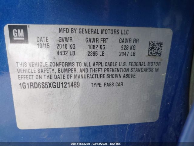 1G1RD6S5XGU121489 Chevrolet Volt Premier