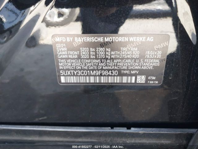 2021 BMW X3 5UXTY3C01M9F98430 Photo 8