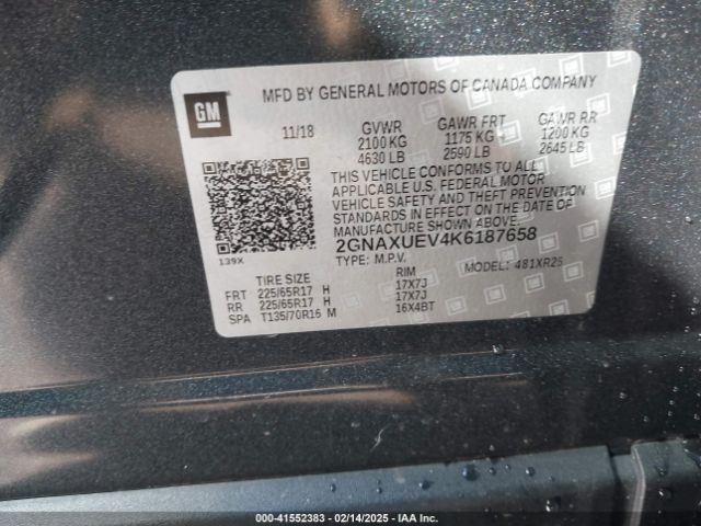 2GNAXUEV4K6187658 Chevrolet EQUINOX LT