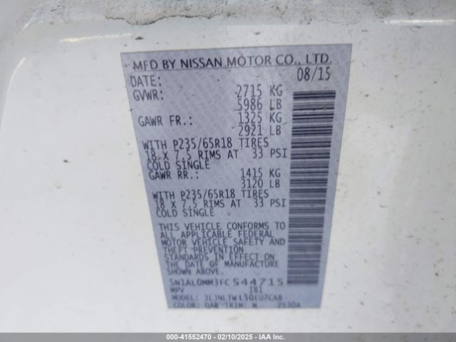 5N1AL0MM3FC544715 Infiniti QX60