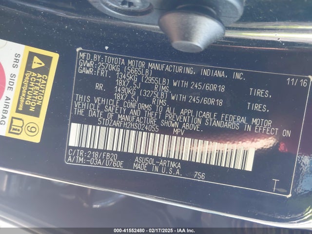 5TDZARFH2HS024055 Toyota Highlander Le