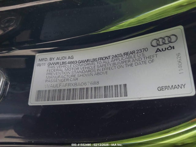 2011 AUDI A5 WAULFAFRXBA067688 Photo 8