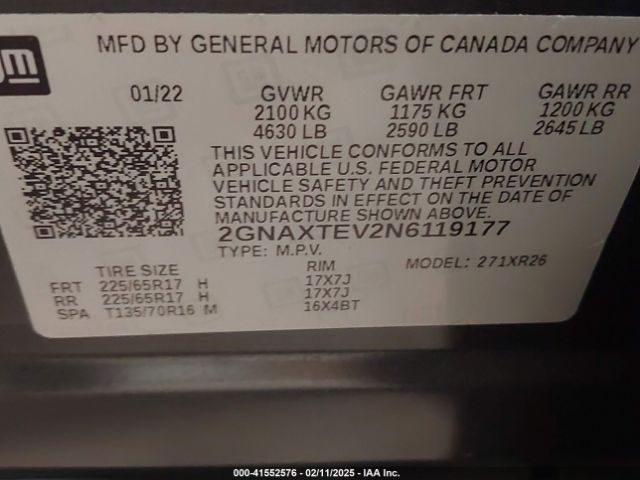 2GNAXTEV2N6119177 Chevrolet Equinox Awd 2fl