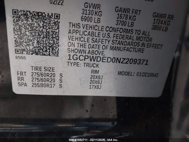 1GCPWDED0NZ209371 Chevrolet Silverado 1500 Ltd 2wd  Short Bed Rst