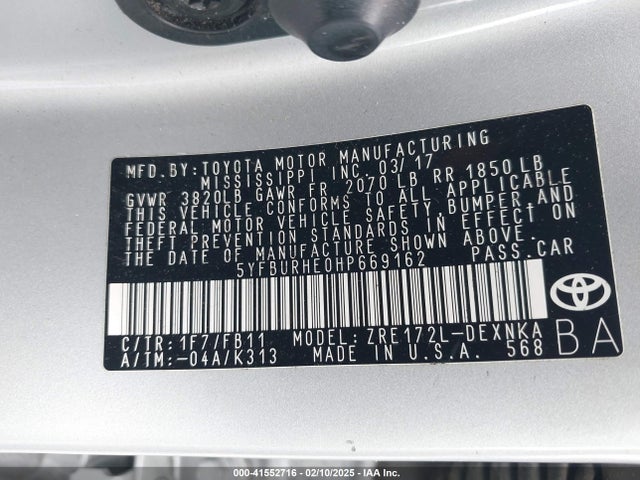 Toyota COROLLA LE 2017 5YFBURHE0HP669162 Image 9