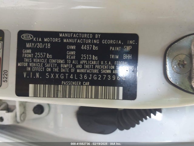 5XXGT4L36JG273964 KIA Optima Lx