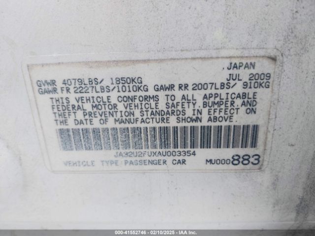 2010 MITSUBISHI LANCER JA32U2FUXAU003354 Photo 8